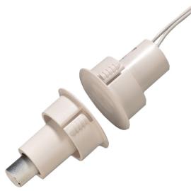 1078W-N, Recessed contact for steel doors, 25mm wide gap, N/C, 25mm diameter with 30cm lead, white