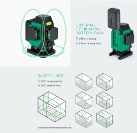 3DX-PG30B,  3 x 360? 1x Horizontal Line Bottom & 2 x Vertical Lines