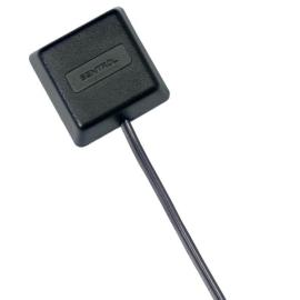 5150-M, 2-wire 'on-the-glass' piezo sensor with 30 cm wire leads, N/C alarm output, covering up to 3m of glass, Mahogany