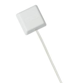 5150-W, 2-wire 'on-the glass' piezo sensor with 30 cm wire leads, N/C alarm output, covering up to 3m of glass, White