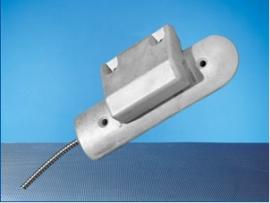 6RSA-100-RD, Roller Shutter Contact - Grade 2 - Anodised Aluminium. Potted with 1m SS Conduit, 55mm operating gap