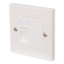 70444PI, CAT5e RJ45 1-Gang Single Socket Flush Faceplate White