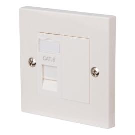 70446PI, CAT6 RJ45 1-Gang Single socket Flush Faceplate White