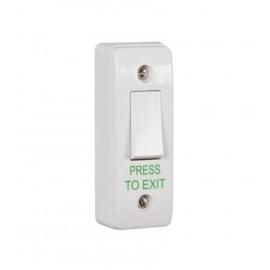 Architrave white Plastic Light Switch Style button surface mounted, includes back box with standard screws. Greater than 1m operations. IP54 (PTE = EBLS/AP/PTE) Size 85h x 39w x 28d (all mm)