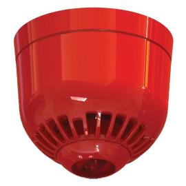 Aritech, ASC2366, 2000 Series Ceiling Mount Sounder/Beacon, Multi Tone, Shallow Base, Red Flash