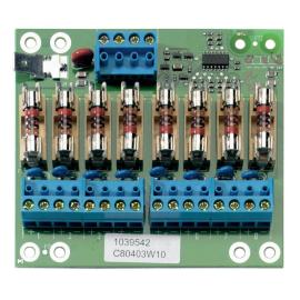 Aritech, ATS1840, 8 way fuse board, provides separate fused power supply outputs with fuse fail output