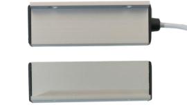 Aritech, MM108, Surface Overhead angle mounted contact, 50mm wide gap, N/C, Aluminium with 45cm armoured cable (ungraded)