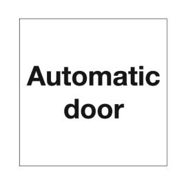 AS0001, Auto Door Safety Sign - SQUARE 150 x 150mm Sticker -  'Automatic Door' (Single Sided) Self Adhesive - Priced per sign