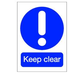 AS0004, Keep Clear Safety Sign - RECTANGLE 150 x 210mm Sticker -  'Keep Clear' (Single Sided) Self Adhesive - Priced per sign