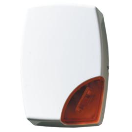 AS508, Outdoor sounder, white with amber strobe, steel inner cover, 114dB, requires battery BS121N, Non EN graded