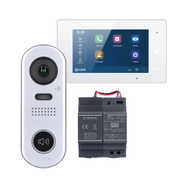 CDV-4791S-DXW, 2EASY 2-Wire 1-way video entry kit, WiFi white monitor and slimline 1-button door station