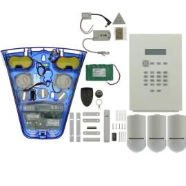 COMPACT-KIT-WIFI, i-onCompact Wi-Fi kit containing 3x PIR, 1x door contact, 1x keyfob, 1x blue sounder base, 1x Wi-Fi module