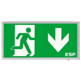 D120DCH, Duceri Emergency Surface Exit Box 3W LED IP20 Up Legend Lithium Battery Maintained Chrome