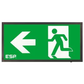 D120LBK, Duceri Emergency Surface Exit Box 3W LED IP20 Left Legend Lithium Battery Maintained Black