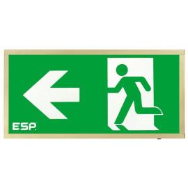 D120LBR, Duceri Emergency Surface Exit Box 3W LED IP20 Left Legend Lithium Battery Maintained Brass