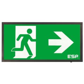 D120RBK, Duceri Emergency Surface Exit Box 3W LED IP20 Right Legend Lithium Battery Maintained Black