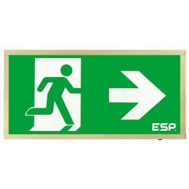 D120RBR, Duceri Emergency Surface Exit Box 3W LED IP20 Right Legend Lithium Battery Maintained Brass