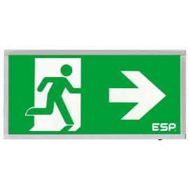 D120RCH, Duceri Emergency Surface Exit Box 3W LED IP20 Right Legend Lithium Battery Maintained Chrome