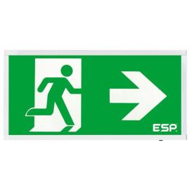 D120RWH, Duceri Emergency Surface Exit Box 3W LED IP20 Right Legend Lithium Battery Maintained White