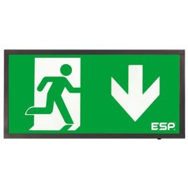 D120SDBK, Duceri Emergency Surface Exit Box 3W LED IP20 Down Legend Lithium Battery Switchable Self-Test Black