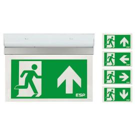 D130SAWH, Duceri Emergency Exit Sign 3W LED IP20 All Legends Lithium Battery Switchable Self-Test White