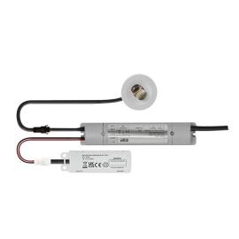 D2401SWH, Duceri Emergency Downlight 3W LED IP20 Corridor Lens Lithium Battery White Switchable Self-Test Bezel