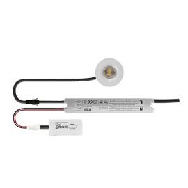 D2411SWH, Duceri Emergency Downlight 5W LED IP20 Corridor Lens Lithium Battery White Switchable Self-Test Bezel
