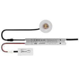D2411WH, Duceri Emergency Downlight 5W LED IP20 Corridor Lens Lithium Battery Non-Maintained White Bezel