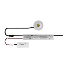 D2413SWH, Duceri Emergency Downlight 5W LED IP20 Open Lens? Lithium Battery White Switchable Self-Test Bezel