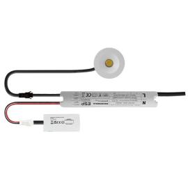 D2413WH, Duceri Emergency Downlight 5W LED IP20 Open Lens Lithium Battery Non-Maintained White Bezel