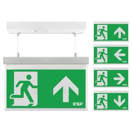 D330SAWH, Duceri Emergency Hanging Exit Sign 3W LED IP20 All Legends Lithium Battery Switchable Self-Test White