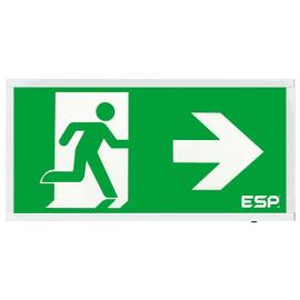 D520RWH, Duceri Emergency Self Test Surface Exit Box 3W LED IP20 Right Legend Lithium Battery Maintained White