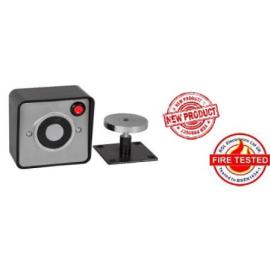 Door Hold Open Magnet 24vdc supplied with a Black hooded back box for surface mounting, with release button (see Floor bracket) - holding force to hold up to Door type 3 . Size 90w x 90h x 40/50d main unit, armature 65w x 65w x 46d (all mm).