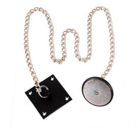 DR-ARM-1/BK, Armature plate in black with a 95cm length of chain attached