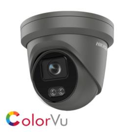 DS-2CD2347G2-LU(2.8MM)/GREY(C), Hikvision AcuSense 4MP fixed lens ColorVu turret camera with audio