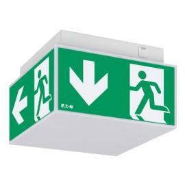 Eaton (40071353420) Exit Cube 33822 CGLine+: Luminaire enclosure (sheet steel) and exit sign cube (PC, for 20m viewing distance; arrows left/down/right silkscreened, acc. ISO 7010)