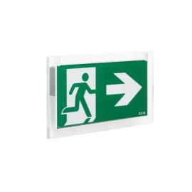 Eaton (LUM22215U) CrystalWay 30m CG-S, 20 addresses - Exit Panel Luminaire 30 m, for wall and ceiling mounting, including pictogram set (Arrow right, left, down, up, blank)