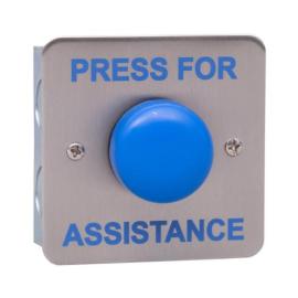 EBB02/PFA, Standard Stainless Steel plate with Large BLUE button surface mounted (without collar) 