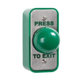 EBGB/AP/PTE, Architrave (Narrow) Green Dome (PRESS TO EXIT) Button