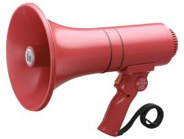 ER-1215S, Handheld Megaphone, 15W, with Siren, Red, Range 315m/500m