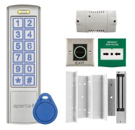 EZT3KC, Aperta Single Internal Door Silver Proximity Keypad Kit c/w Contactless Exit Button & Internal Green Callpoint