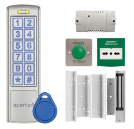 EZT3KM, Aperta Single Internal Door Silver Proximity Keypad Kit c/w Mushroom Exit Button & Internal Green Callpoint