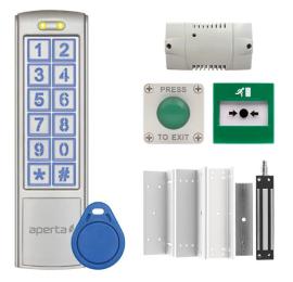 EZT3KXT, Aperta Single External Door Silver Proximity Keypad Kit c/w IP55 Mushroom Exit Button
