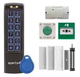EZT3KXTB, Aperta Single External Door Black Proximity Keypad Kit c/w IP55 Mushroom Exit Button