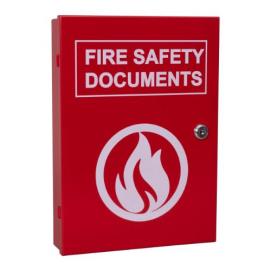 FIRE-DOCBOX-LN, Lockable Document Box made of mild steel in Red finish (Text Line)