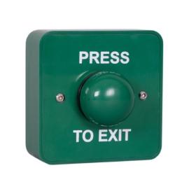 G-EBGB/PTE, Easy clean green plastic with Large Green button surface mounted, includes back box with security screws. Greater than 1m operations. Switch only IP66 Size 85h x 85w x 32d (all mm - d =back box only)