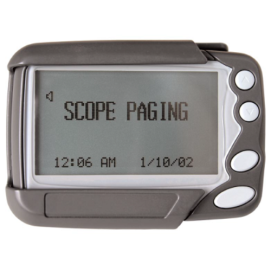 GEO87ZM, GEO Zoom, 4 line/8 line text pager, tone/vibrate. With bungee, holster & battery.