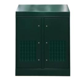 IP-2X24U6560-0-GRN, 24U x 1300W x 600D Outdoor Cabinet RAL6005 (Non-Ventilated) - Double Bay, 48U