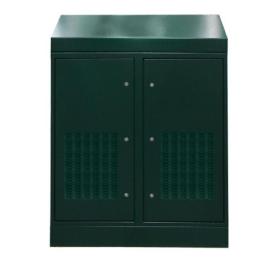 IP-2X24U6560-LVR-GRN, 24U x 1300W x 600D Outdoor Cabinet RAL6005 (With Louvers) - Double Bay, 48U