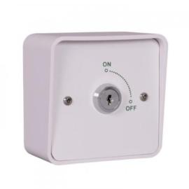 Keyswitch fitted in a easy clean White plastic plate for surface or flush mounting, includes White shrouded back box with security screws.
Latching operation (Maintained)- Double Pole. IP64 Size 85h x 85w x 40d (all mm - d =back box only)